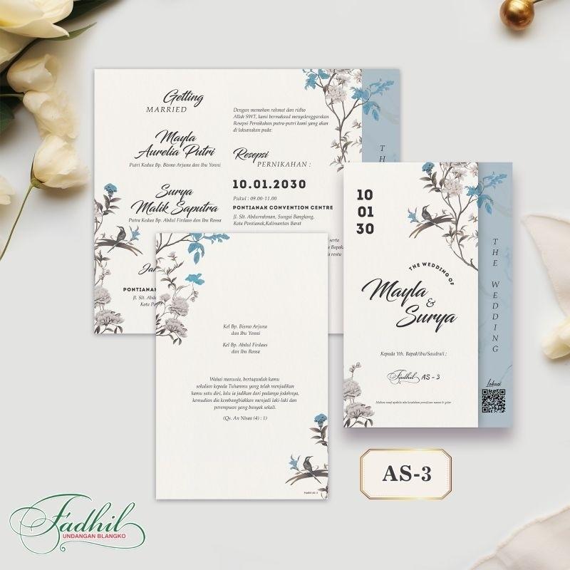 Undangan Pernikahan Kekinian  FADHIEL AMELIA ES 3 Elegan Modern Paket Lengkap 100 PCS Gratis Label & Plastik - JanjiKita | Default