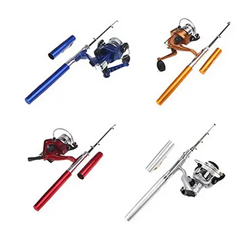Cần Câu Cá Mini Có Thể Gấp Gọn, Hình Dạng Bút, Cầm Tay, Bỏ Túi, Cần Quay Cá, Kèm Cuộn Câu Cá, [MEI]