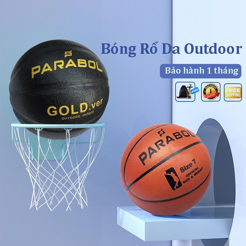 Banh Bóng Rổ Da Cao Cấp Parabol- Size 7 - Quả bóng rổ cho mặt sân outdoor/indoor - Tặng bộ phụ kiện 0