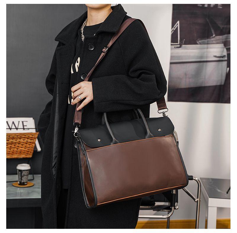 Product Introduction of Fashion Brand Retro Men'S Handbag Korean Style Crazy Horse Street Men'S Bag Backpack Crossbody Bag Casual Briefcase Computer Bag 10
