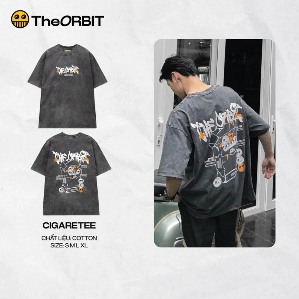 CIGARATEE The ORBIT - Local Brand Authentic Men's T-shirt - Round Neck Washed Cotton T-shirt marceline  red  flannel