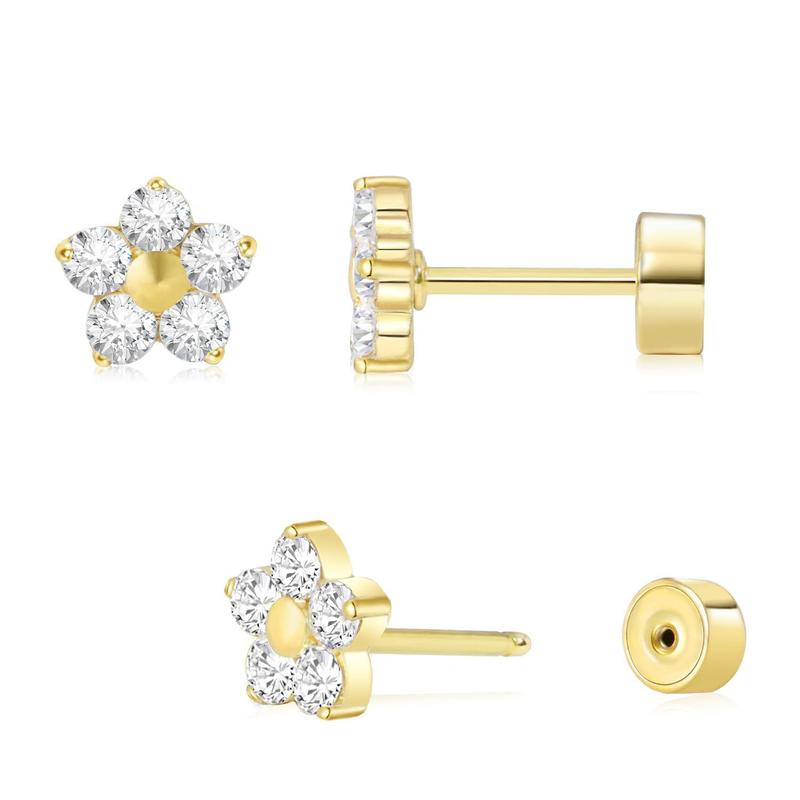 Product Introduction of Bông Tai Đinh tán Zircon Ngọc Trai Bướm, Cao Cấp, Mạ Đồng Thau, Vàng Thật, Kim Cương Giả Và Ngọc Trai, Phụ Kiện Vàng 14K Cao Cấp, Dành Cho Nữ Women 5