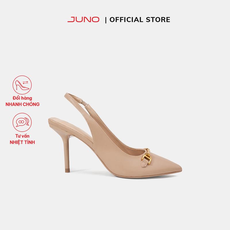 JUNO Giày Cao Gót Slingback Trang Trí Khóa - CG09161