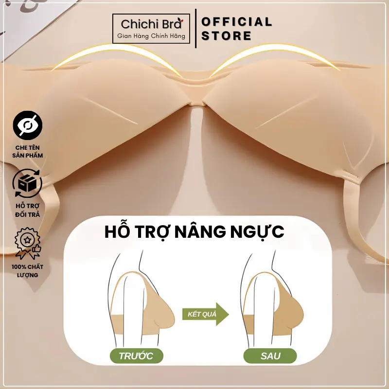 Áo Ngực Su Không Gọng Mút Sốp Bàn Tay 3Cm Siêu Nâng Ngực Không Lộ Viền CHICHI HOUSES BASIC 698 - Áo Ngực Nữ áo  bra noiy  big 4