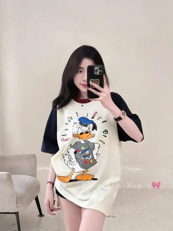 ÁO THUN NỮ HÌNH VỊT DONALD HÌNH IN 3D CHẤT ÁO COTTON HOTTREND 5