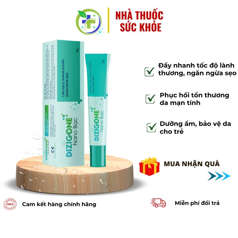 [Mua nhận quà] Kem DIZIGONE NANO BẠC - Kháng khuẩn, lành thương, ngăn ngừa sẹo, phục hồi tổn thương da mạn tính 0