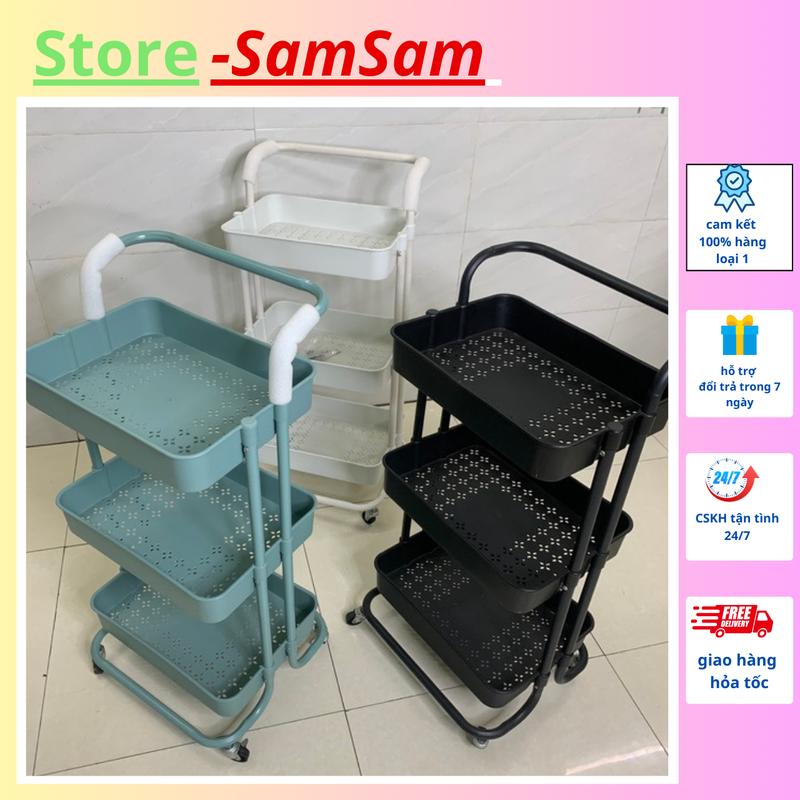  Xe đẩy nhựa đa năng 3 tầng khay nhựa có bánh xe tiện lợi dùng cho Spa tóc nail tại nhà Kitchen Nhà Bếp kệ tủ đánh tường văn phòng bền phòng vệ sinh  hộp để & giá  ổn định kệ  danang 