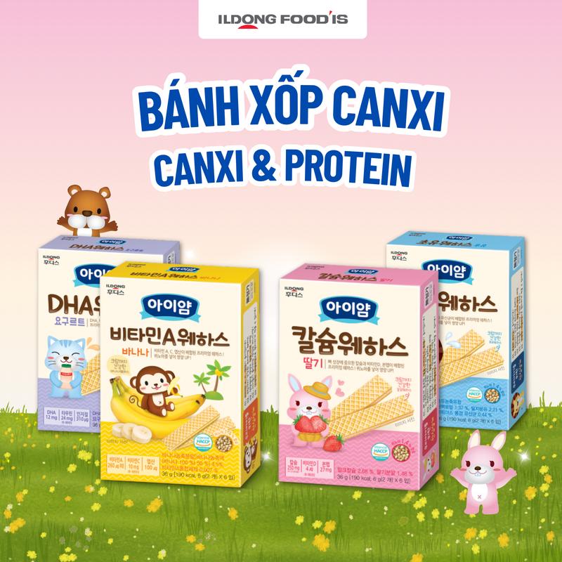 Bánh Xốp Ăn Dặm Nhân Kem Ildong Hàn Quốc - Snack Ăn Vặt Chứa Canxi & Protein Từ Hạt Quinoa An Toàn Cho Bé 63g/Hộp
