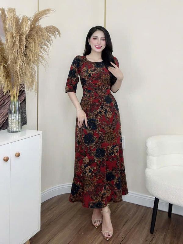 MÃ 965  : ĐẦM CỔ TRÒN DÁNG DÀI CC Nữ Women 0