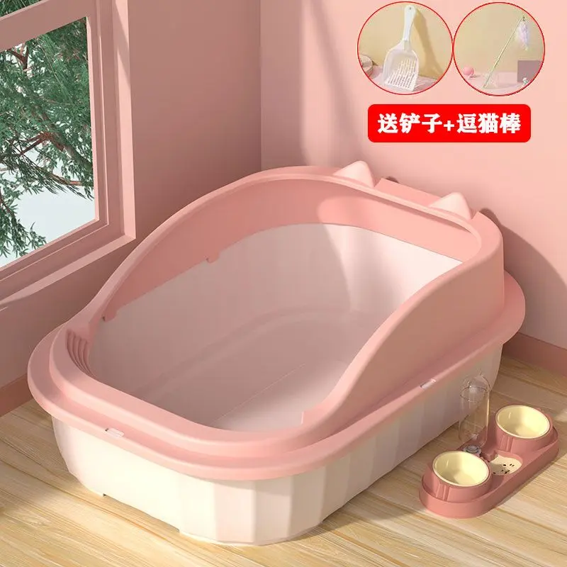 Hộp Cát Vệ Sinh, Bán Kín Và Mở, Chống Bắn Nước, Thích Hợp Cho Mèo, Cỡ Lớn Và Nhỏ, Chậu Vệ Sinh Cho Mèo, Bộ Sưu Tập Hoàn Chỉnh, Đồ Dùng Cho Mèo