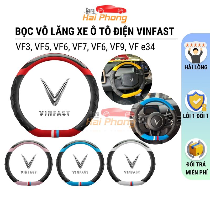 Bọc Vô Lăng Ô Tô Điện Vinfast VF3, VF5, VF6, VF7, VF8, VF9, VF E34 Dáng Dcut Thể Thao Chuẩn Size Theo Xe