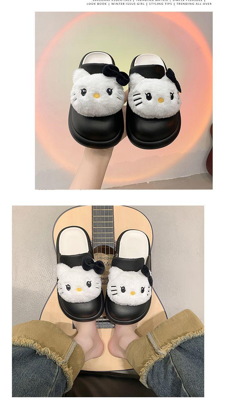 Product Introduction of Búp Bê Mèo Kitty Hoạt Hình, Thiết Kế Dễ Thương, Kiểu Dép Lười Nửa Ngón Chân, Dành Cho Nữ, Thích Hợp Cho Mùa Hè, Có Thể Mặc Ngoài Trời, Hàng Mới Về 2024, Dép Đế Chống Trượt 22