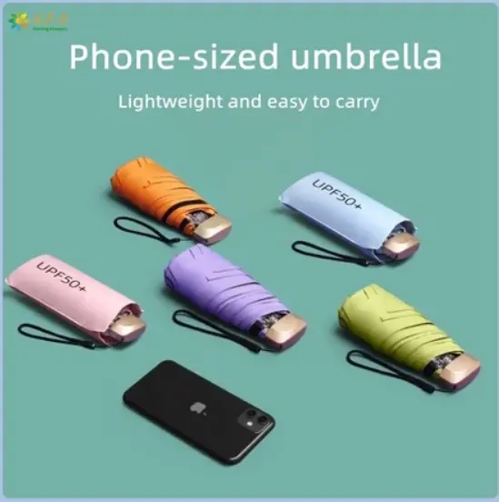 Small foldable flat five fold pocket umbrella Sunscreen Sun Umbrella Anti-UV Sunshade small umbrella