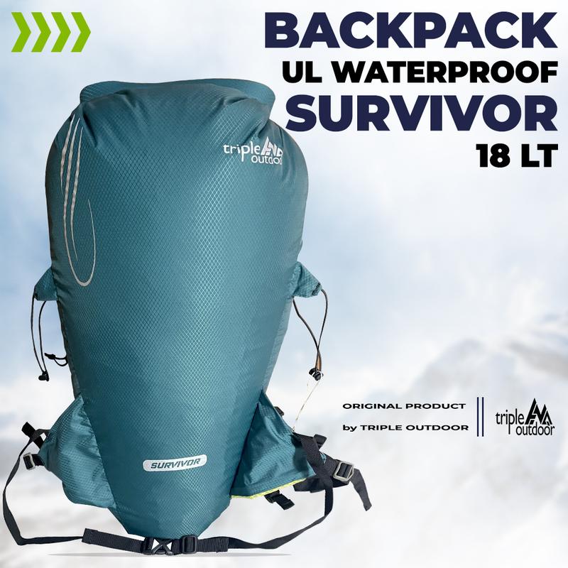 SURVIVOR XP - BACKPACK ULTRALIGHT WATERPROOF , BACKPACK TRAIL RUNNING, BACKPACK SEPEDA, BACKPACK SUMMIT ATTACK SURVIVOR 18LT ORIGINAL PRODUK BY TRIPLE OUTDOOR Anti Air Uniseks 3