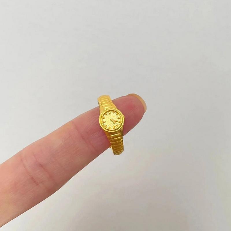Đồng Đồng Hồ Nhẫn Ngón Tay Mini, Thiết Kế Sáng Tạo, Có Thể Điều Chỉnh, Phong Cách Cổ Điển, Được Làm Bằng Hợp Kim, Với Vỏ Đồng Đồng Hồ 7