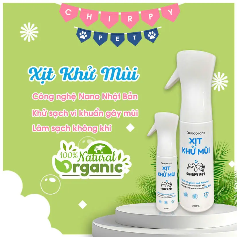 Xịt khử mùi, khử khuẩn hiệu quả và an toàn cho thú cưng dung tích 300ml - Chirpy Pet