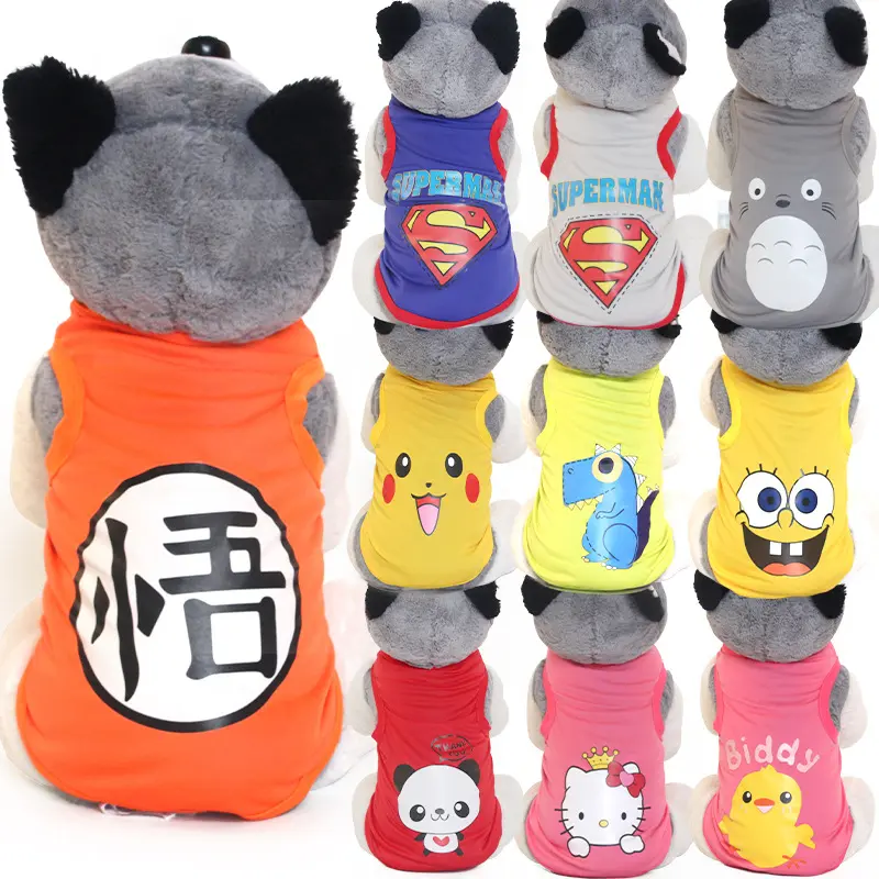 Cartoon Pet Vest Teddy Little Dog Clothes Spring and Summer Outfits Small Dogs Cats Pet Clothes
