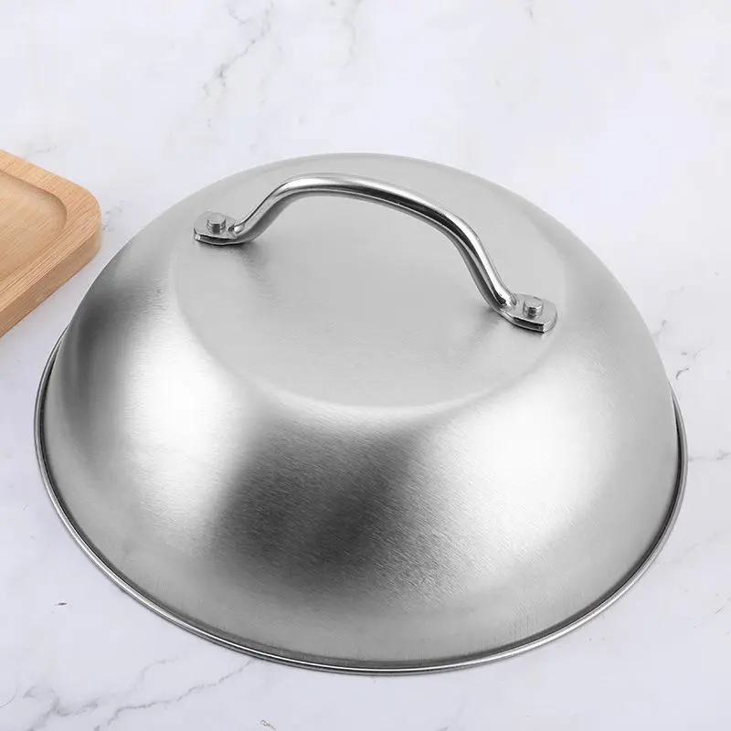 Stainless Steel Barbecue Grill Cover With Handle, 1 Count Round Shaped Barbecue Grill Cover, Barbecue Utensils For Outdoor Camping Picnic