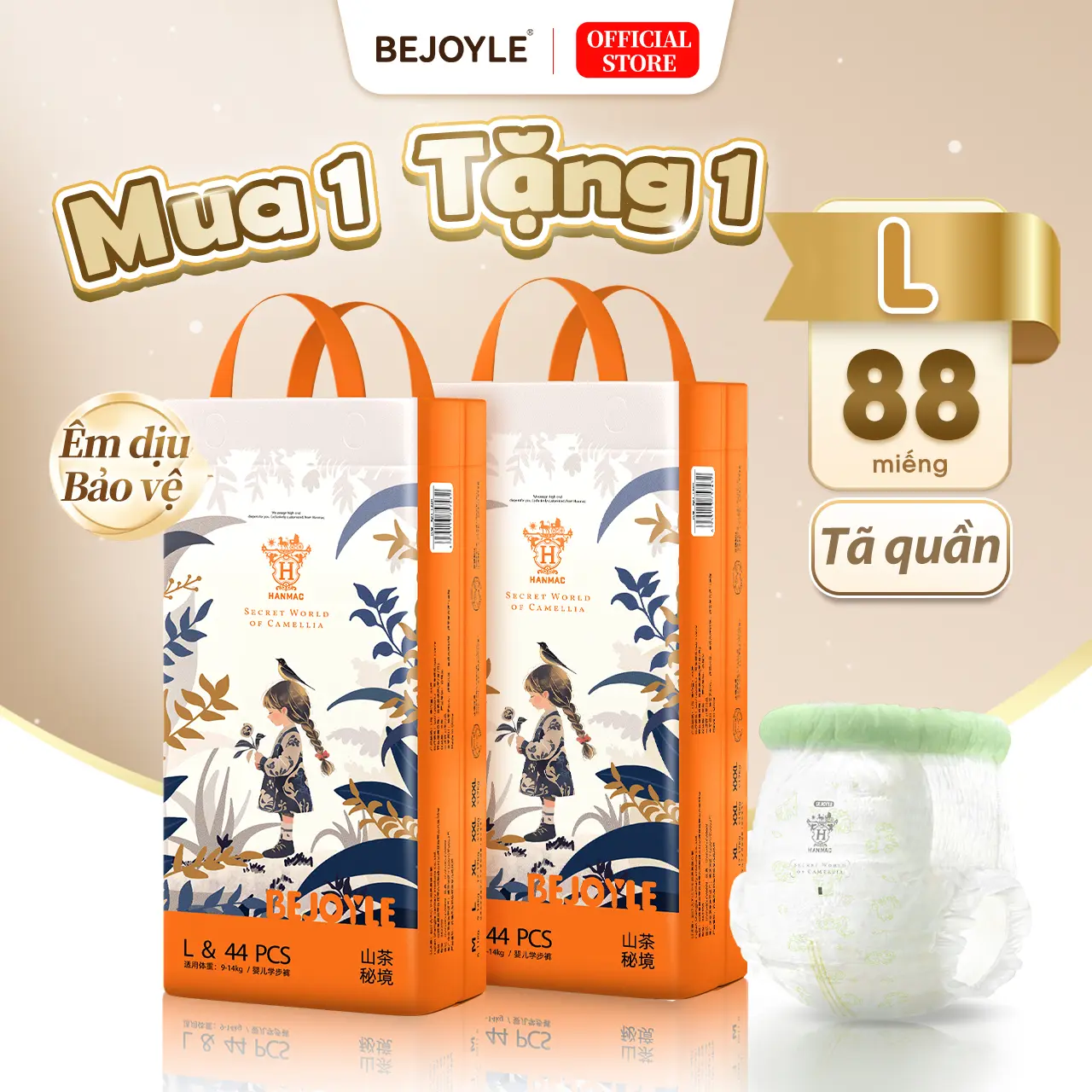 【Combo 2 bịch】 Bỉm Bejoyle Tã Dán Tã Quần size S-XXXL 100 miếng Dòng sản phẩm Camellia Essence Eo mềm chất lượng cao Khô siêu mỏng thoáng khí Đứa bé Trẻ sơ sinh
