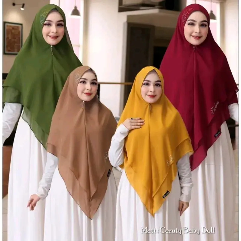 Syar'i 2 layar Swaroski payet Mutiara salwa 4