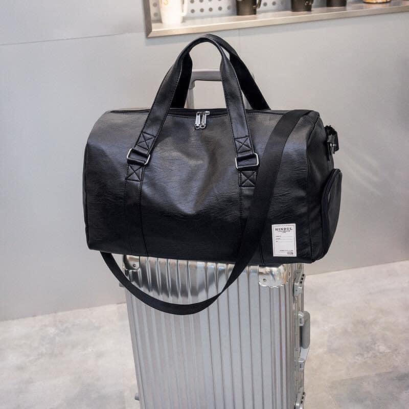 Balo đựng quần áo BL03 Túi xách du lịch da mềm trống ảnh thật có chỗ để giày tiện dụng