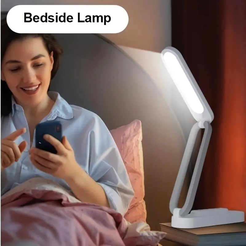 LED Desk Lamp, Rechargeable LED Desk Lamp with 3 Brightness Settings, Dimmable Indoor Reading Light, Cordless Button Control Light 8