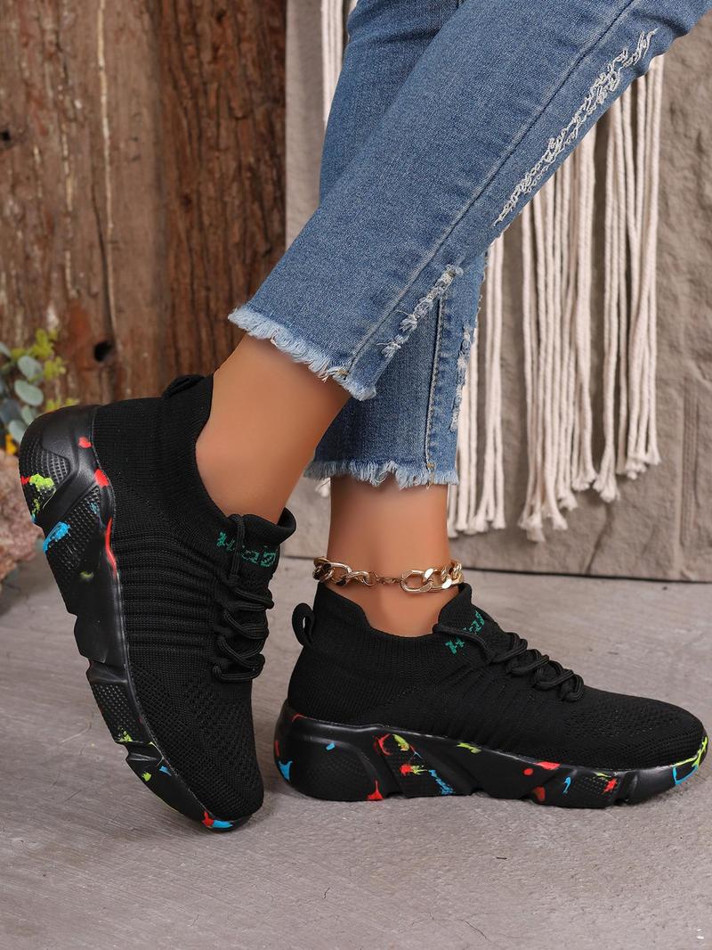 Product Introduction of Women's Fashionable Lace Up Low Top Sneakers, Casual Breathable Comfortable Sports Running Shoes, All-match Basic Shoes for Daily Wear 5