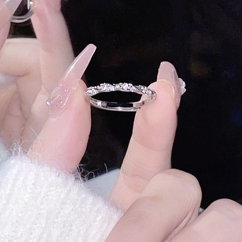 Nhẫn Kim Cương Bạc 925, Nữ, Độc Đáo Ins, Cao Cấp, Ưa Nhìn, Đơn Giản Và Thanh Lịch, Có Thể Điều Chỉnh, [Lmy], Thích Hợp Làm Nhẫn Vụ Xơ 0