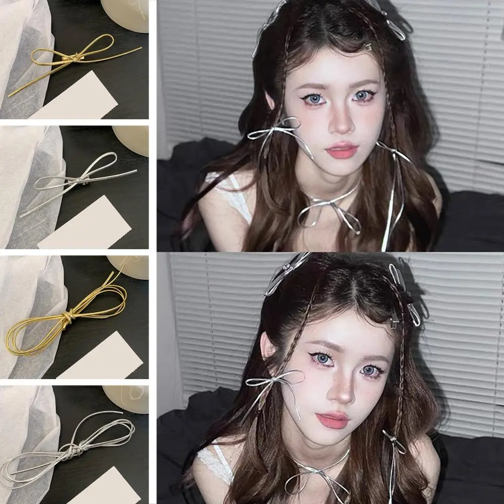 Sweet Braided Hair Band Y2K Ballet Style Leather Ponytail Tie Hair Bow Hair Band C3S4