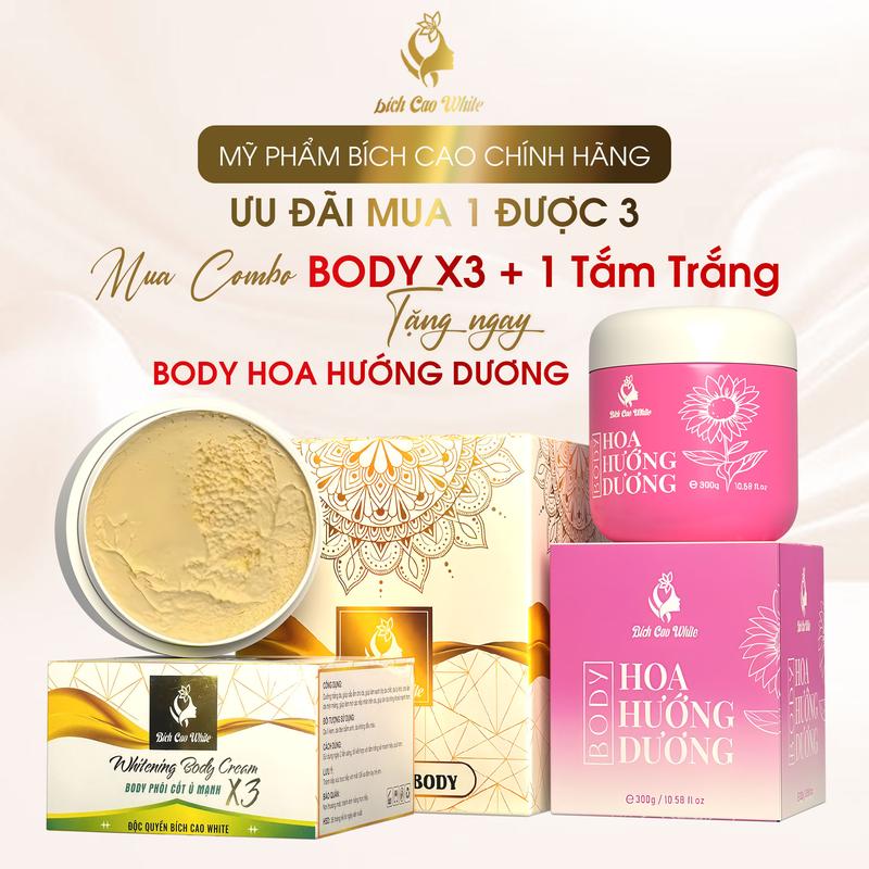 [TẶNG 1 Ủ BODY] Combo Kem Body Bích Cao + Kem Body Hoa Hướng Dương Bich Cao Hỗ Trợ Dưỡng Trắng Làm Đều Màu Da - Dưỡng Da Body, Dưỡng Body