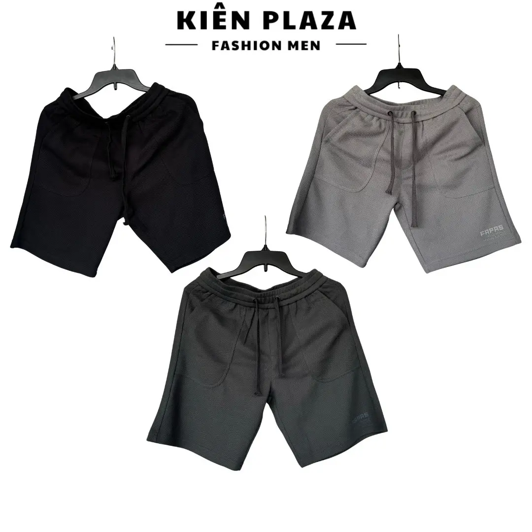 Quần short vải thun gai 3 màu ghi, xám, đen  năng động trẻ trung Menswear Nam