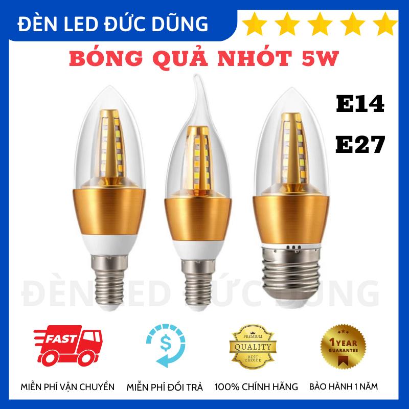 BÓNG ĐÈN LED 5W QUẢ NHÓT NẾN/ LED RÂU ĐUI E14 E27 SIÊU RẺ (BH 1 NĂM)
