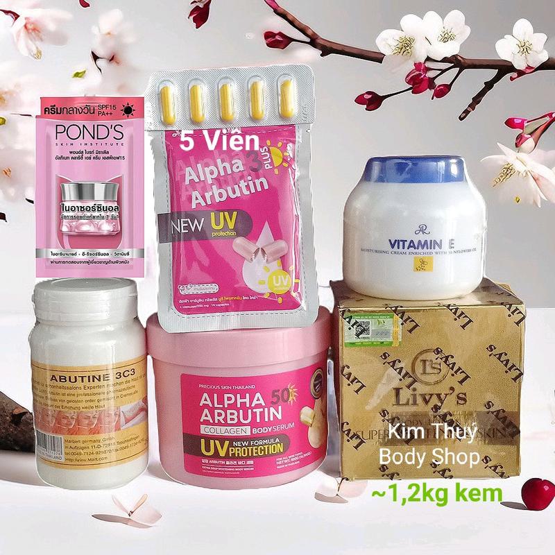 6 Món Dưỡng Bộ Sản Phẩm Kem Trộn - bộ gần 1,2kg kem - hỗ trợ dưỡng trắng da Dưỡng Da Body Làm Đẹp Da Kem Body Dưỡng Body