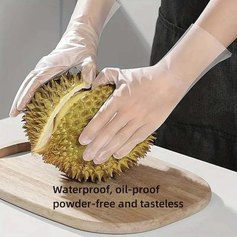100/200/300 Easy-to-use Disposable Gloves - Disposable Food Preparation Gloves, Transparent, Suitable for Food Service, Cleaning, Food Processing, 8