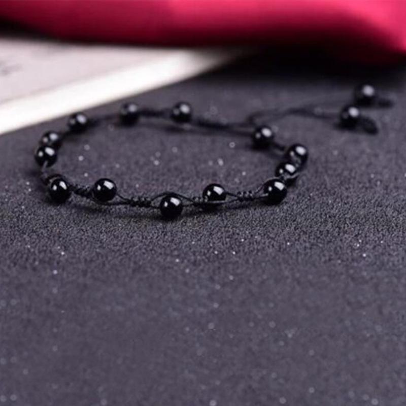 Product Introduction of Hand-woven Natural Obsidian Anklet Protection Hope Anklet 8