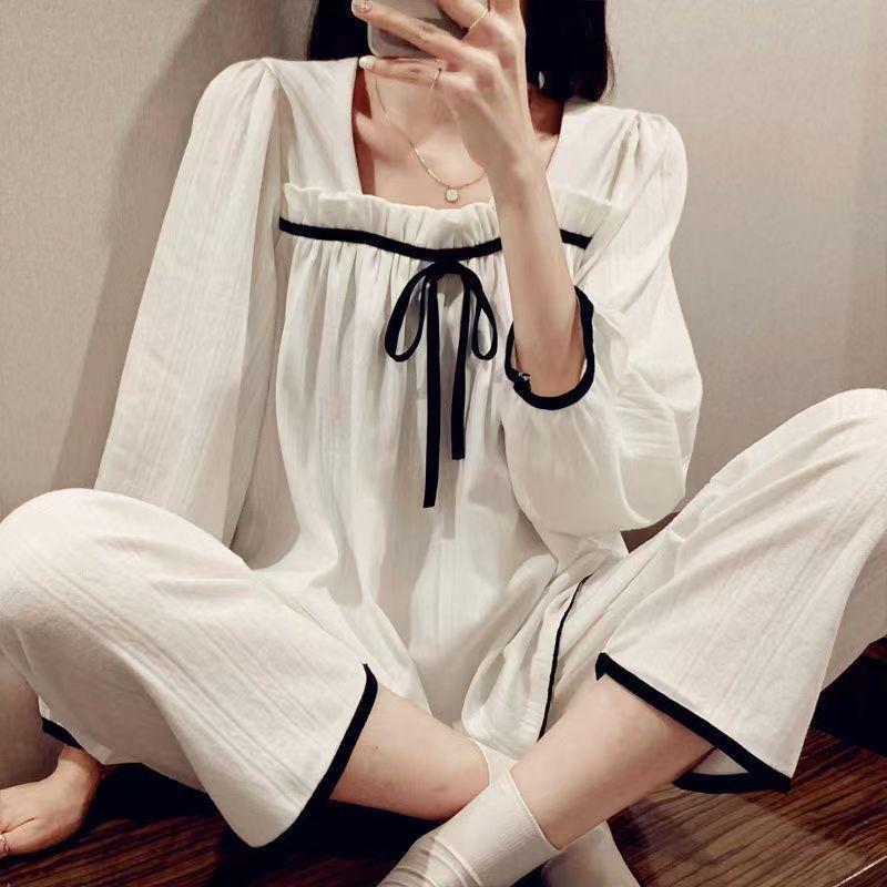 Bộ Đồ Ngủ Mới Cho Nữ, Dài Tay, Phong Cách Công Chúa Ngọt Ngào, Thích Hợp Cho Ký Túc Xá Học Sinh, Đồ Mặc Nhà, Bộ Đồ Hai Mảnh 1