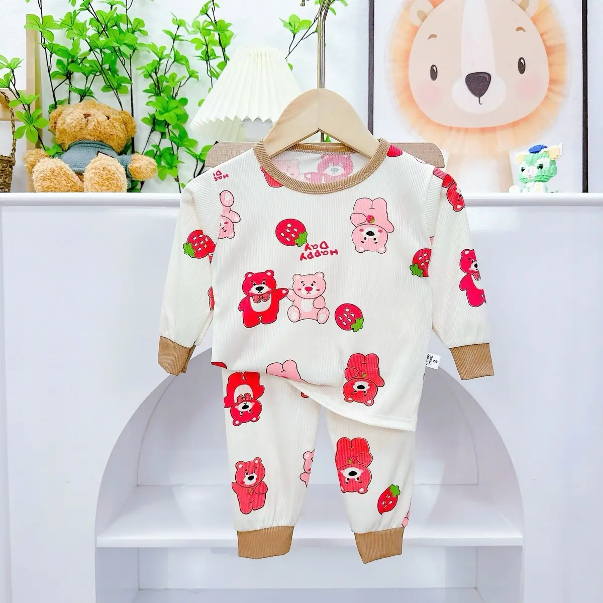 Combo 5 Bộ( Tặng 1 Bộ) Quần Dài Áo Dài Cổ Bo Chất Gân Tăm Lạnh Cho Bé Trai và Bé Gái Từ 6-16kg - Bé trộm vía tăng 1 size