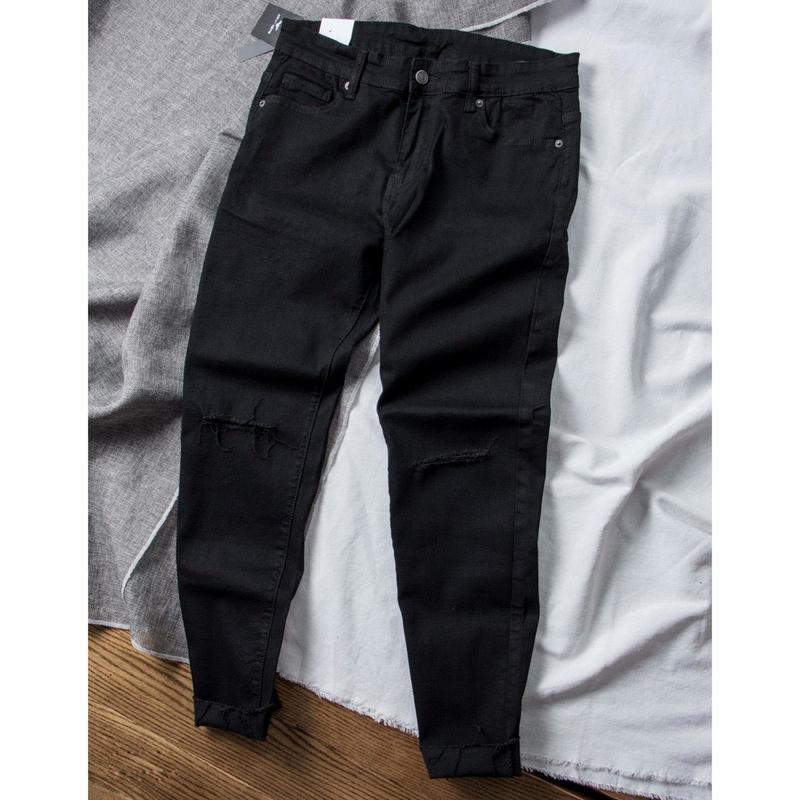 Quần jean nam rách gối co giãn slimfit màu xanh Menswear Denim 1