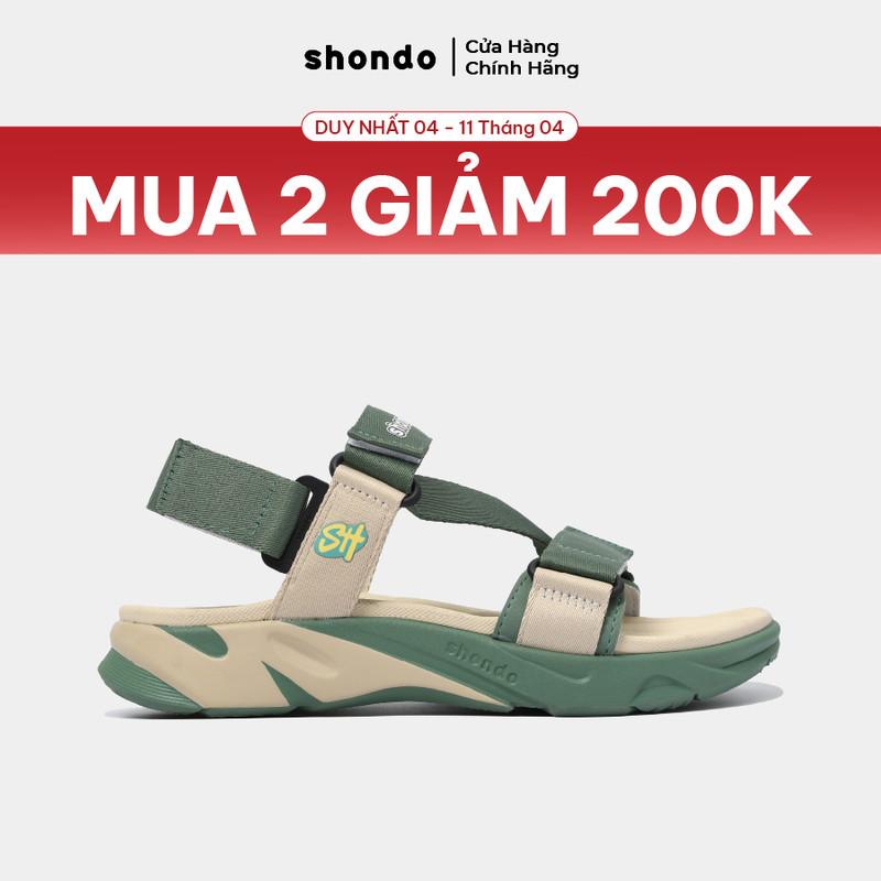 [Nên tăng 1 size] Giày Sandals Nam Nữ SHONDO F8 Êm Thời Trang Thích Hợp Đi Làm Đi Học Chơi Rêu Be F8M2524