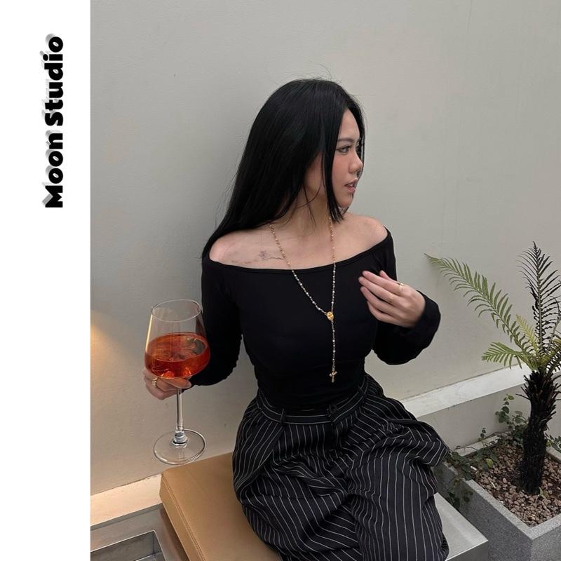 MOON.STUDIO -  ÁO TRỄ VAI DÀI TAY , DÁNG ÔM GỌN