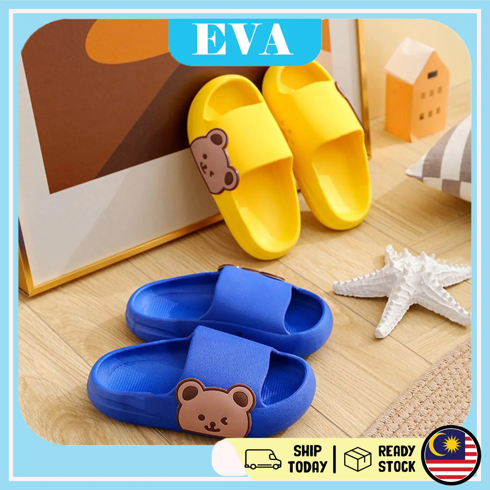 READY STOCK EVA Cute Bear Slipper Shoes Casual Slipper Girl Boy Budak Perempuan Lelaki Boy Slipper Sandals