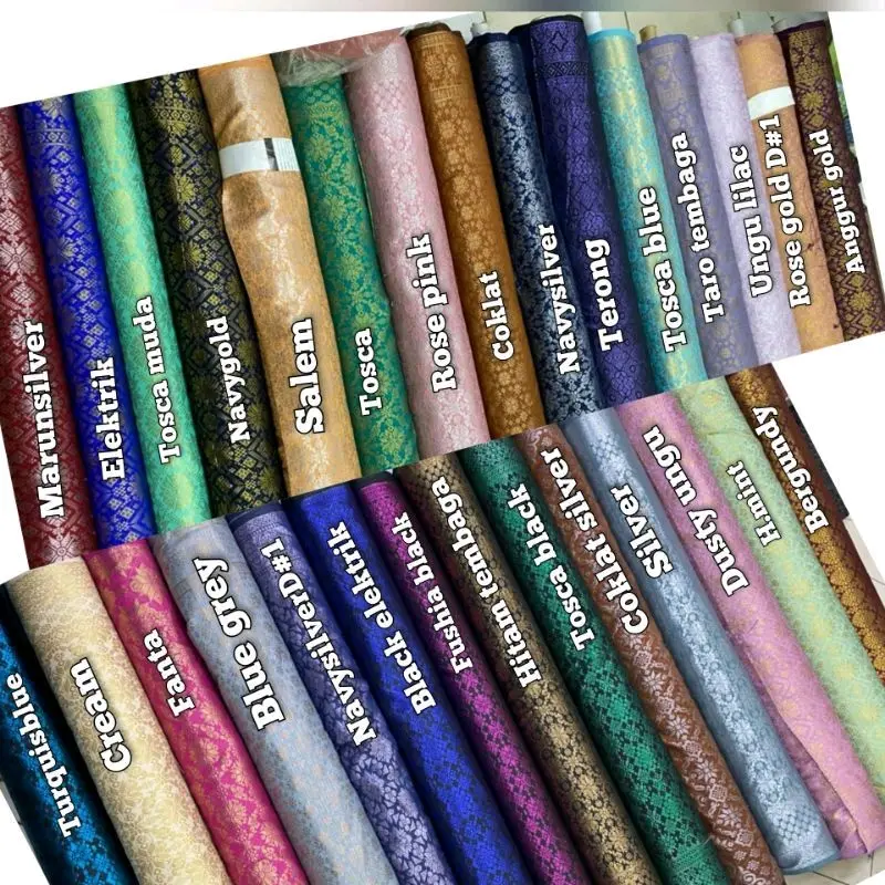 KAIN SONGKET PALEMBANG HARGA 1.5 METER - Kain Songket Semi Mesin Meteran Premium / Bahan Kain Rok Kebaya Kain Songket Asli Palembang/ Bahan Kain Songket Lemas 8