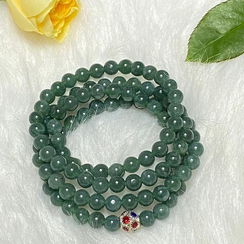 Vòng tay lam ngọc (quấn 4)6,8mm 108 hạt  tự nhiên 3