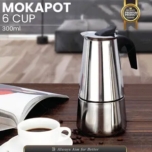 Mokapot 6 cup 300ml coffee maker alat kopi moka pot espresso stainless