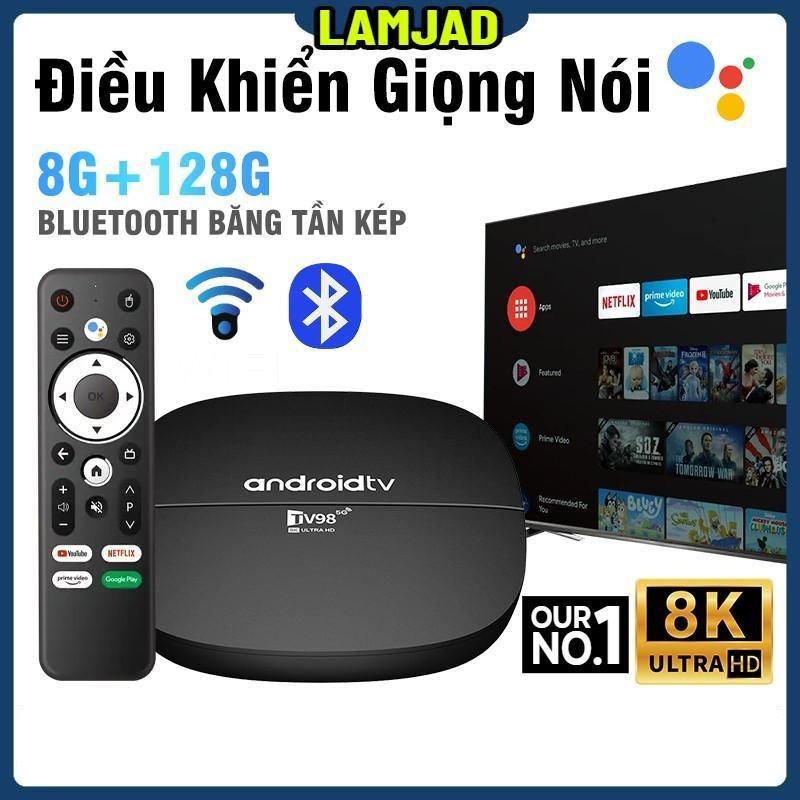  Tv98 4K Android TV box 8G + 128GB Vietnamese WiFi  Bluetooth 4.0 voice remote control watching YouTube etc--LAMJAD Điều Khiển Tivi 