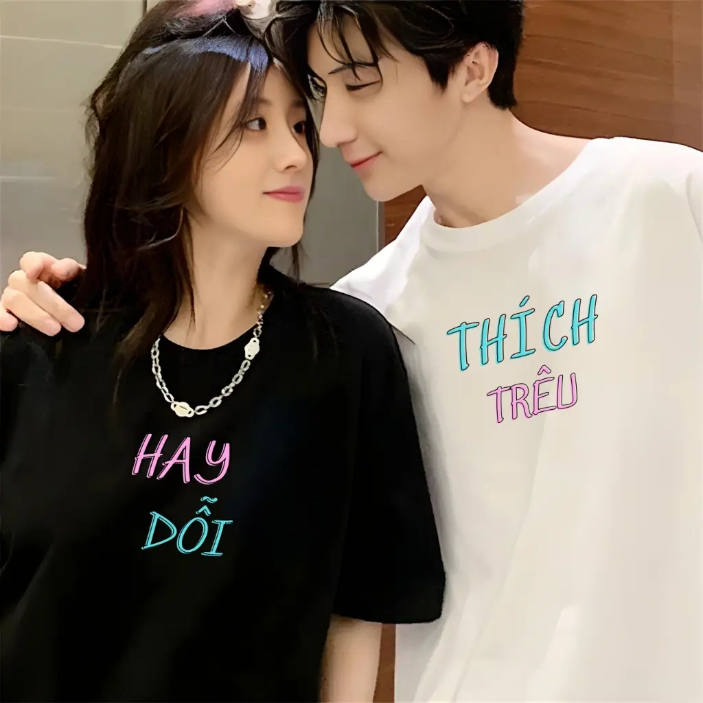 Áo Thun Cặp Đôi In Chữ Thích Trêu Hay Dỗi unisex, Áo đôi nam nữ cotton 100% cao cấp Áo thun in nhiệt phù hợp cho cả nam và nữ - Top, Women, Menswear, Womenswear, Unisex