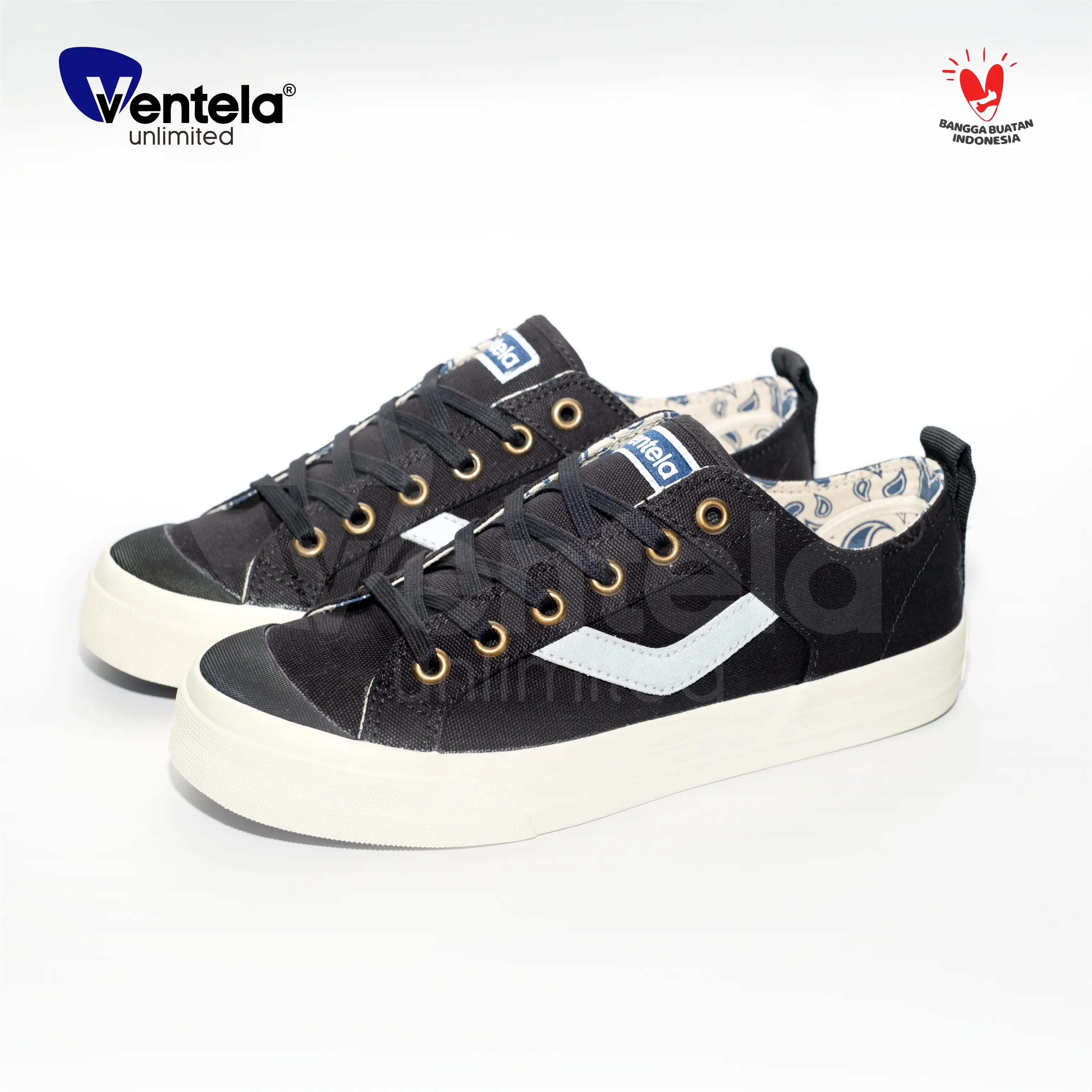 Ventela Reborn Bukan x Evil x Papa Gading Sepatu Sneakers Pria Ventella All Is Well Low Black