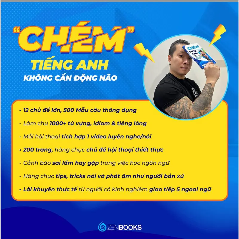 Sách - Chém Tiếng Anh Không Cần Động Não - Bino - Saigon Books - TOP 100 3