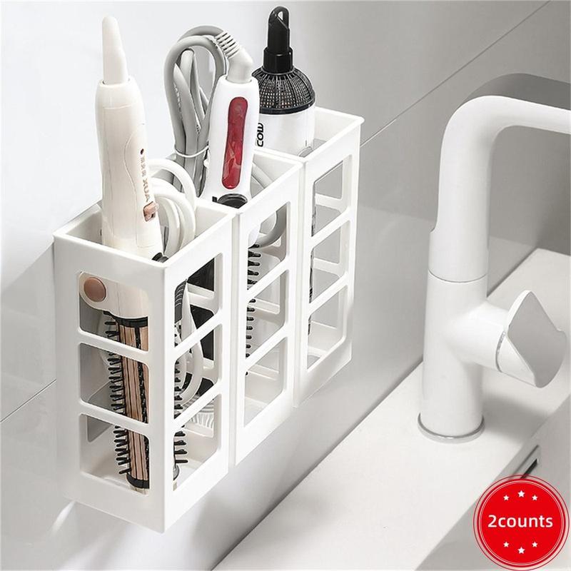 Hair Styling Tool Organizer, 2 Counts/set Wall Mounted Hair Curling Iron  Holder, Home Organizer for Bathroom 0