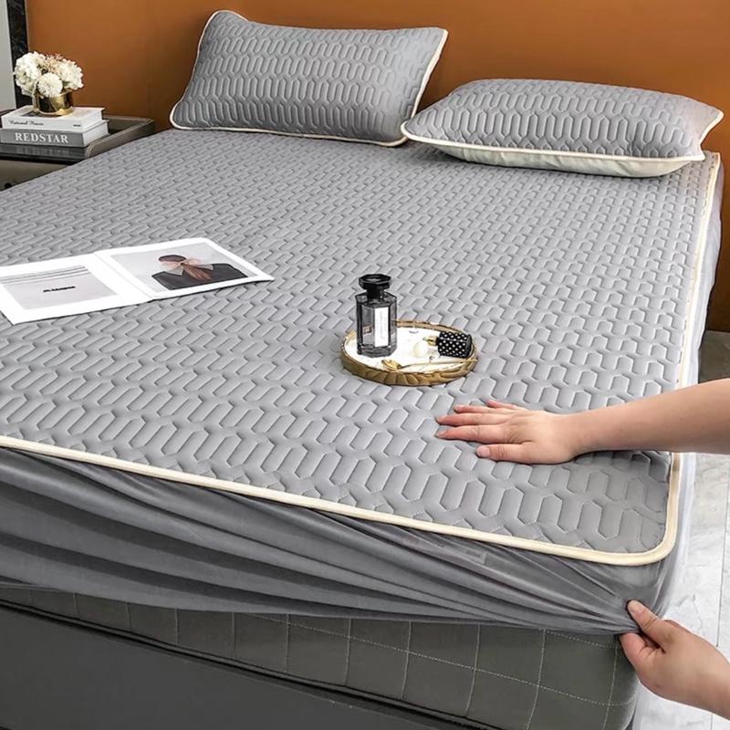 Chiếu điều hòa thun lạnh trần bông bọc chun che đệm làm mát mùa hè không mùi ( bọc dưới 15cm ) 1 ga và 2 vỏ gối